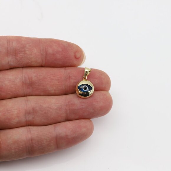 Cute Evil Eye Charm 14k Yellow Gold  Real 14k Gold Good Luck Eye - Picture 6 of 10